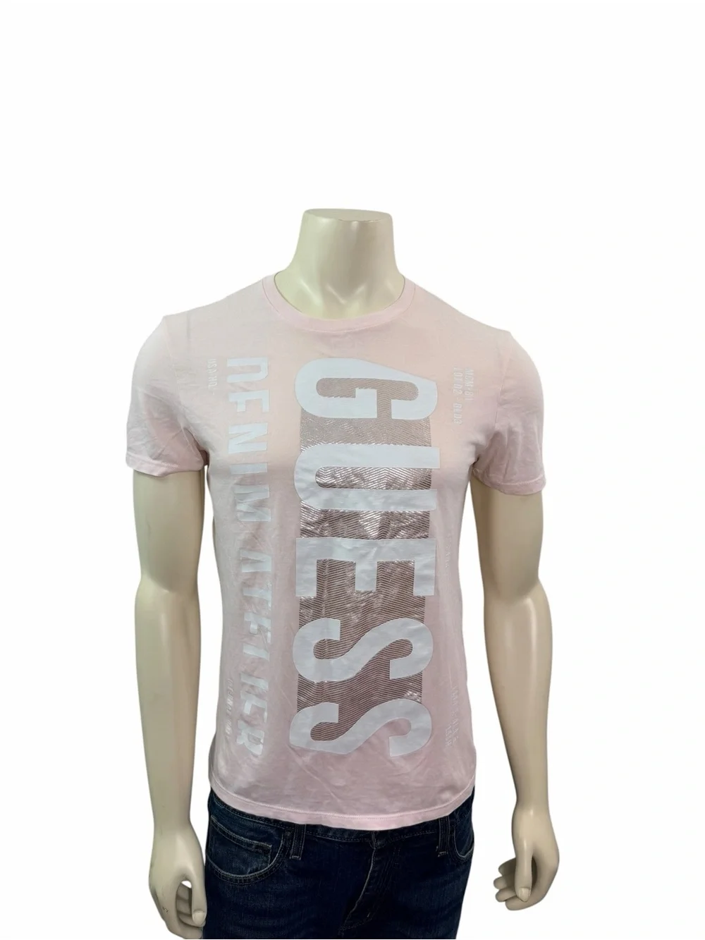 Guess Men’s Size Small Short Sleeve Crew Neck Graphic Logo Pink Tee - Picture 3 of 6